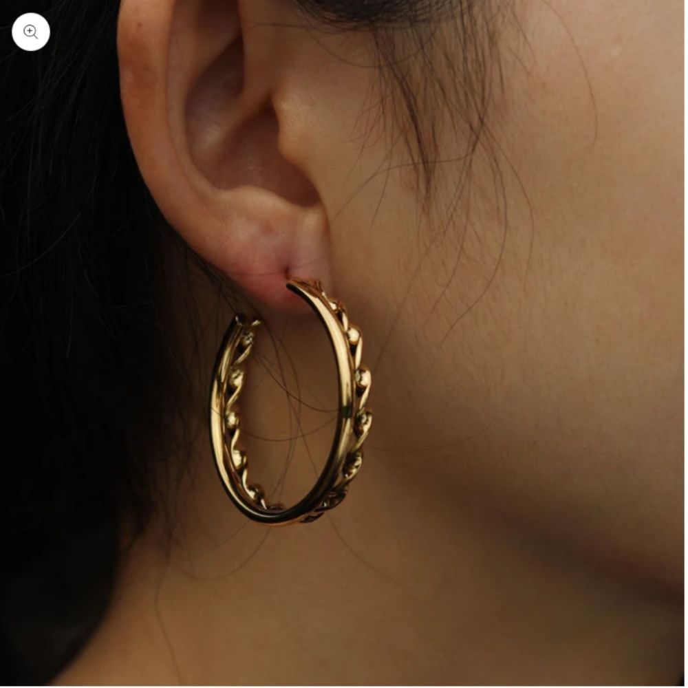 NWT Double Stacked Gold Hoop Earrings